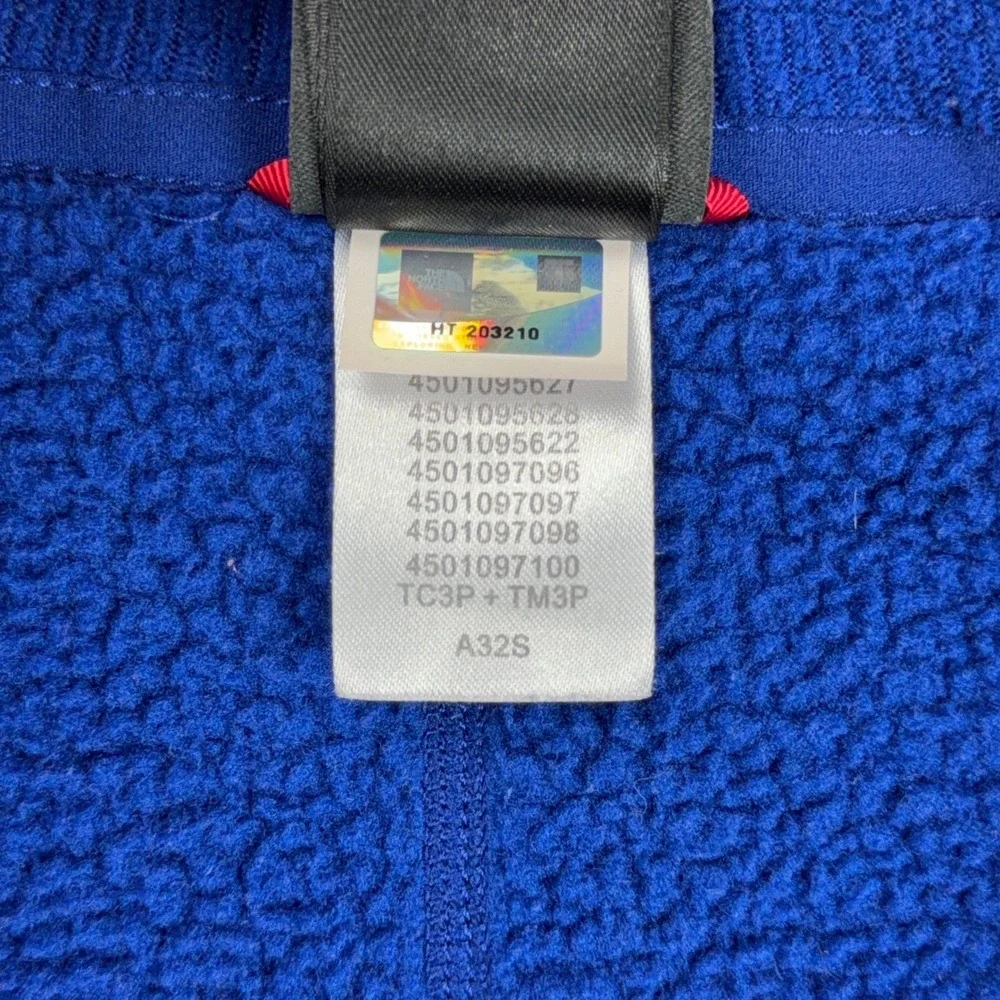 The North Face Fleece Mens 2XL Blue Grid Waffle Knit 1/4 Zip Pullover Outdoor